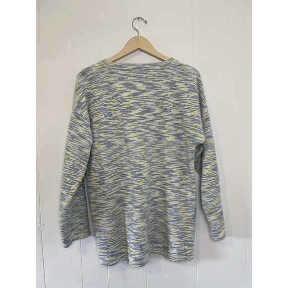 T by Talbots XL Sweatshirt Crewneck Classic French Terry Pullover Blue/Yellow - Picture 8 of 16